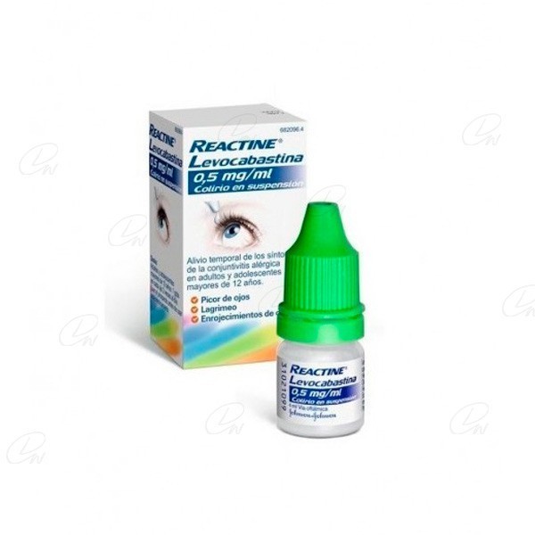 REACTINE LEVOCABASTINA 0,5mg/ml COLIRIO EN SUSPENSION, 1 frasco de 4 ml