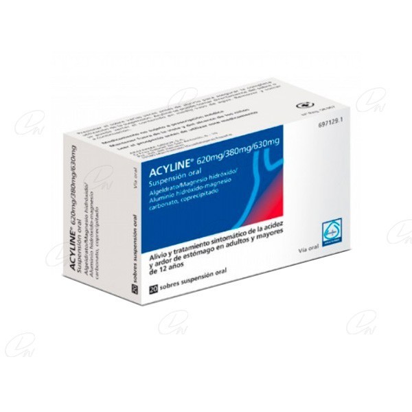 ACYLINE 620 mg/380 mg/630 mg  SUSPENSION ORAL, 20 sobres de 10 ml
