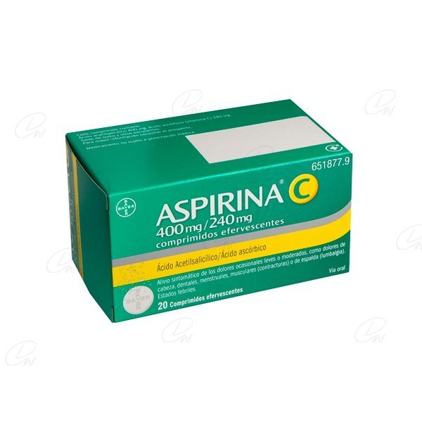 ASPIRINA C 400 mg/240 mg COMPRIMIDOS EFERVESCENTES, 10 comprimidos
