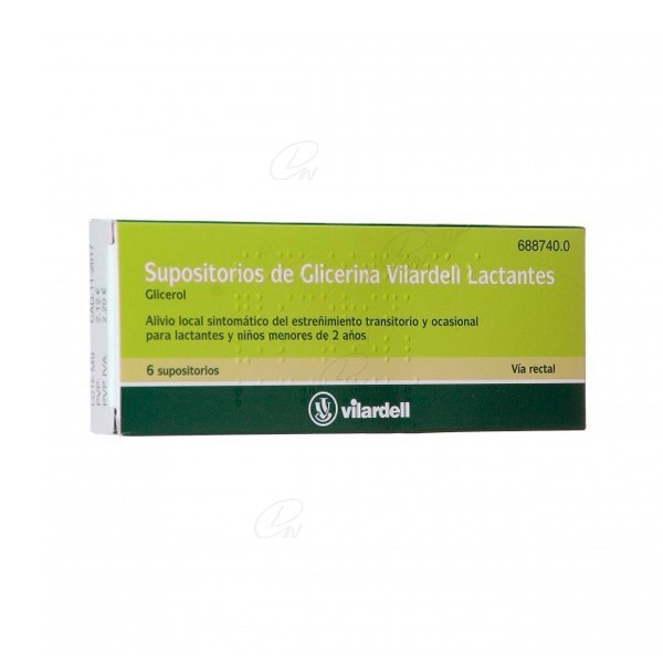 SUPOSITORIOS DE GLICERINA VILARDELL LACTANTES, 6 supositorios