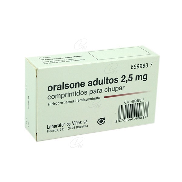 ORALSONE  ADULTOS 2,5 mg COMPRIMIDOS PARA CHUPAR, 12 comprimidos