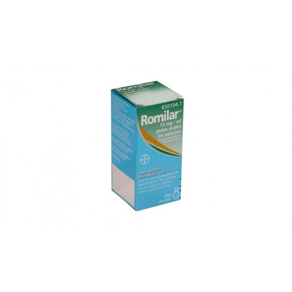 ROMILAR 15 mg/ml GOTAS ORALES EN SOLUCION, 1 frasco de 20 ml