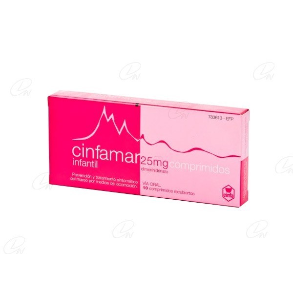 CINFAMAR INFANTIL 25 mg COMPRIMIDOS RECUBIERTOS, 10 comprimidos