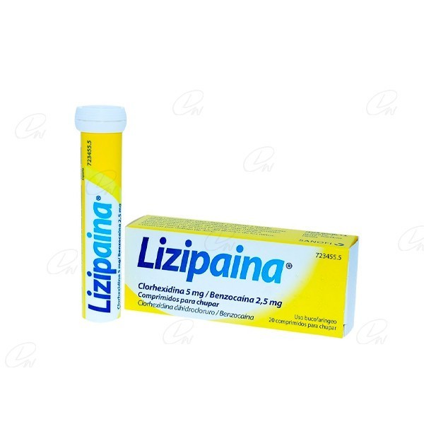 LIZIPAINA CLORHEXIDINA/BENZOCAINA 5/2.5 MG 20 COMPRIMIDOS PARA CHUPAR (TUBO)