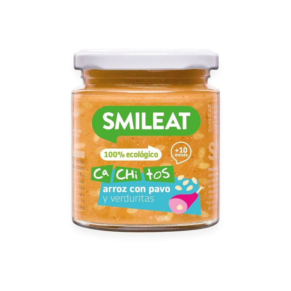 smileat tarrito con cachitos de arroz con pavo y verduras 230gr