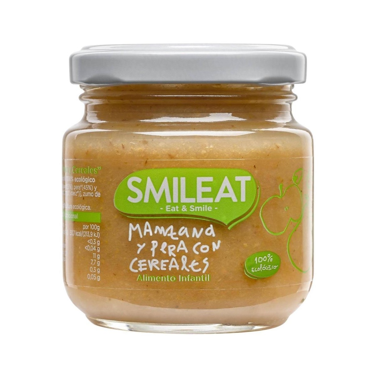 smileat tarrito manzana y pera con cereales 130gr
