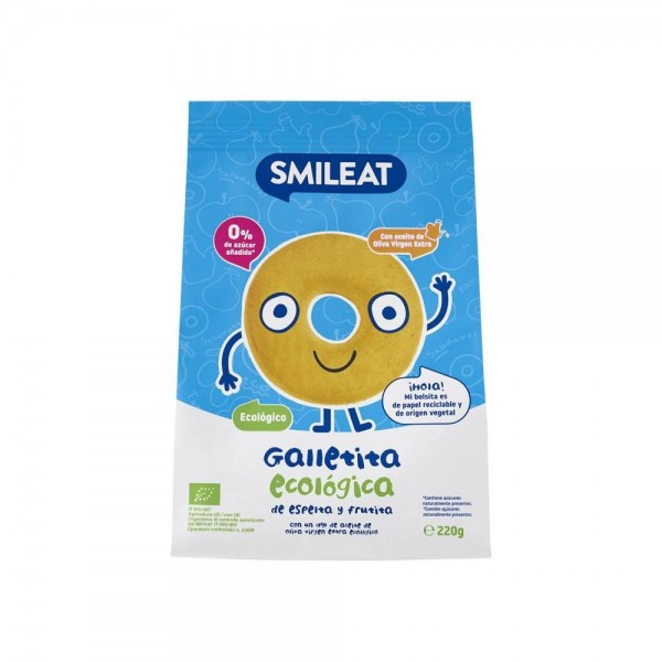 smileat galletas de espelta con manzana 220 g