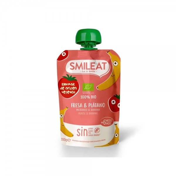 smileat pouch fresa y platano ecologico 100gr