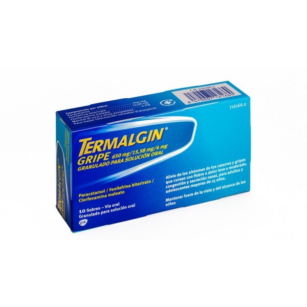 TERMALGIN GRIPE 650/4/10 MG 10 SOBRES GRANULADO SOLUCION...