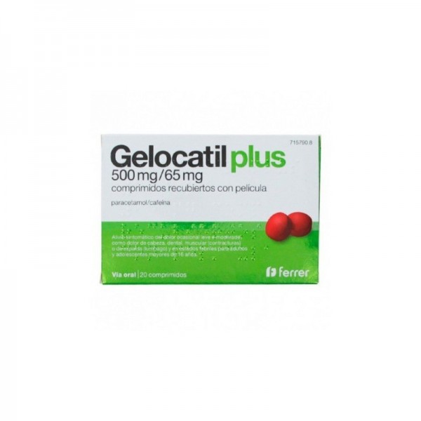GELOCATIL PLUS 500/65 MG 20 COMPRIMIDOS RECUBIERTOS CON...