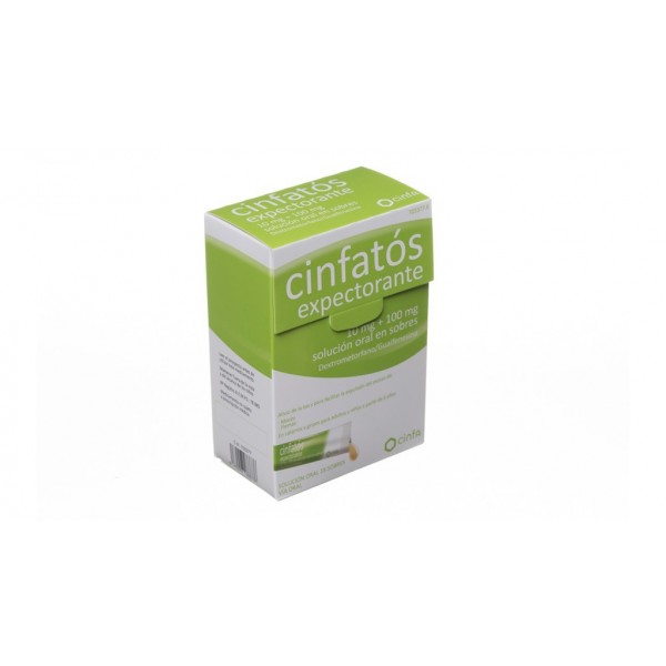 CINFATOS EXPECTORANTE  10 mg + 100 mg solución oral en sobres, 18 sobres