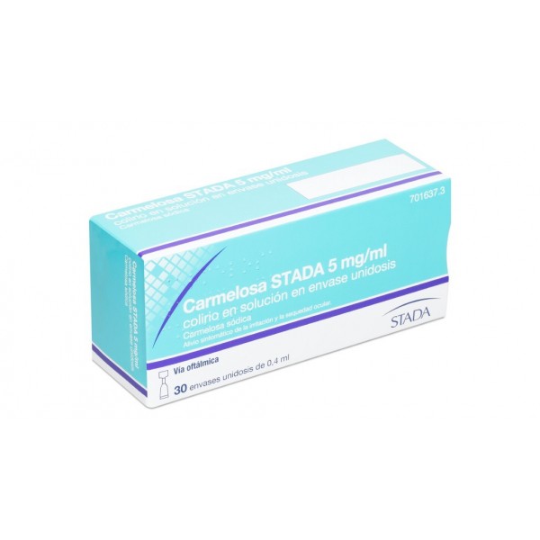 CARMELOSA STADA 5 MG/ML COLIRIO EN SOLUCION EN ENVASE UNIDOSIS, 30 envases unidosis de 0,4 ml