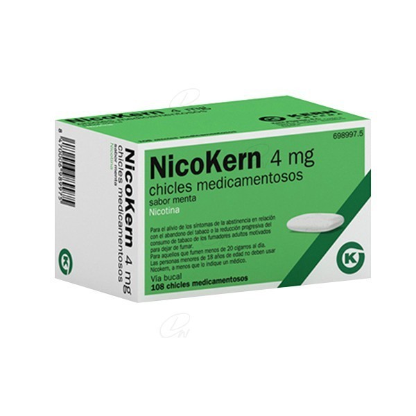 NICOKERN 4 MG CHICLES MEDICAMENTOSOS SABOR MENTA, 108 chicles