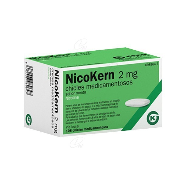 NICOKERN 2 MG CHICLES MEDICAMENTOSOS SABOR MENTA, 108 chicles