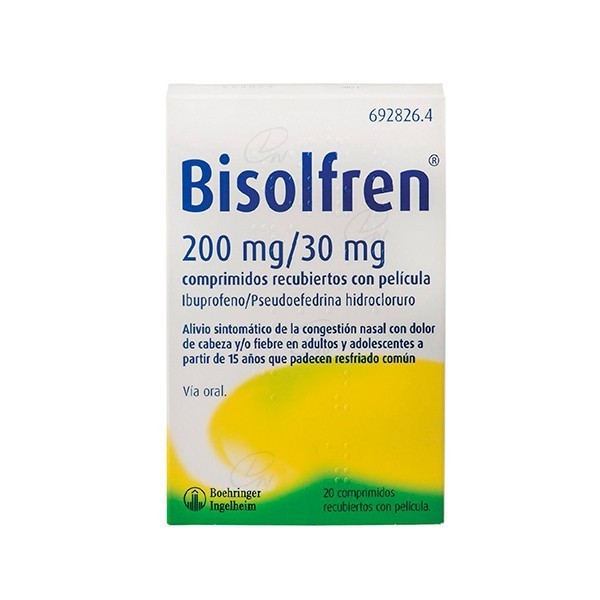 BISOLFREN 200 MG /30 MG COMPRIMIDOS RECUBIERTOS CON PELÍCULA, 20 comprimidos
