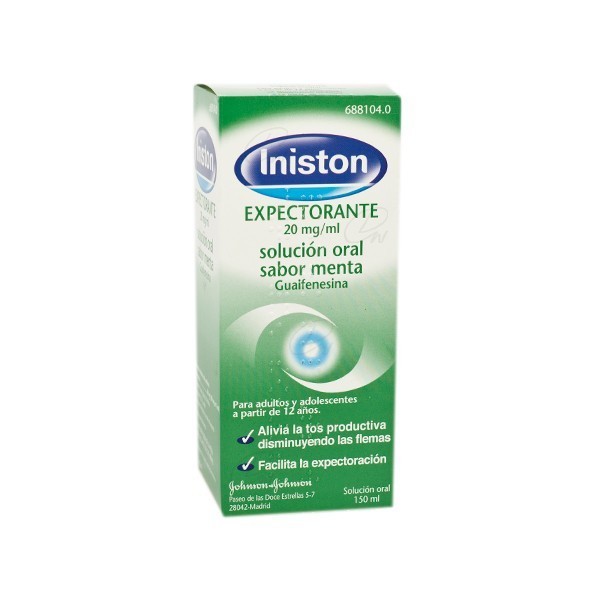 INISTON EXPECTORANTE 20mg/ml SOLUCION ORAL SABOR MENTA, 1 frasco de 150 ml