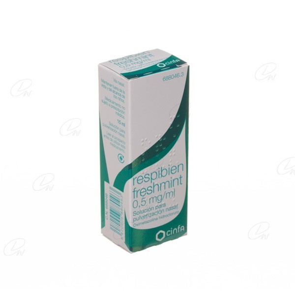 RESPIBIEN FRESHMINT 0,5 mg/ ml SOLUCION PARA PULVERIZACION NASAL, 1 envase pulverizador de 15 ml
