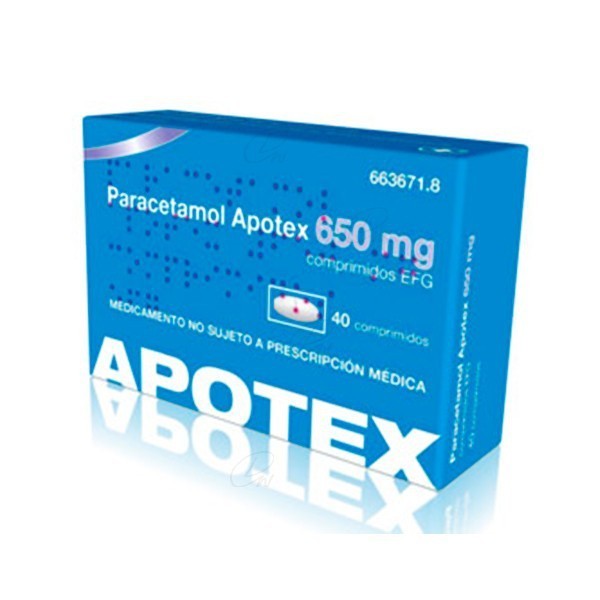 PARACETAMOL APOTEX 650 mg COMPRIMIDOS EFG, 40 comprimidos