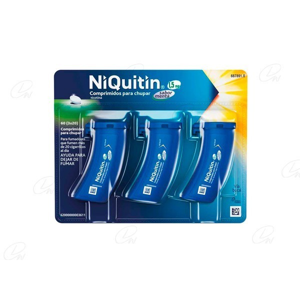 NIQUITIN 1,5 mg COMPRIMIDOS PARA CHUPAR SABOR MENTA, 60 comprimidos