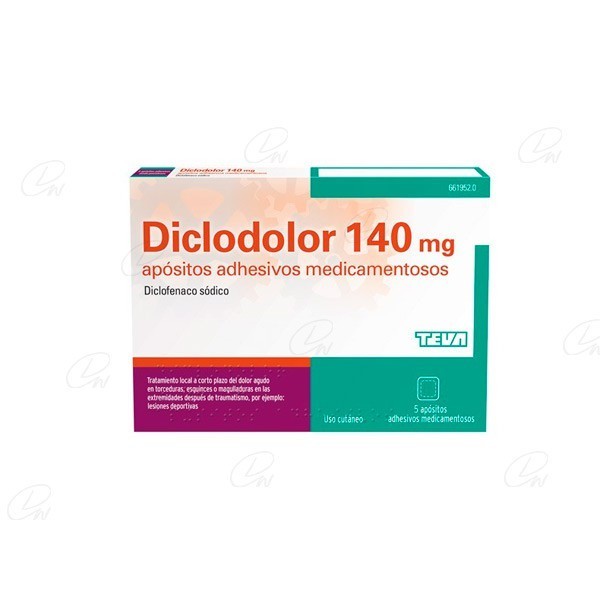 DICLODOLOR 140 MG APOSITOS ADHESIVOS MEDICAMENTOSOS, 5 apósitos
