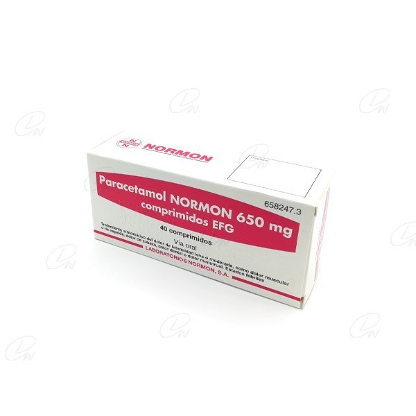 PARACETAMOL NORMON 650 mg COMPRIMIDOS EFG, 40 comprimidos