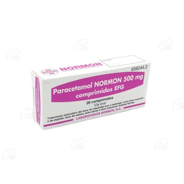 PARACETAMOL NORMON 650 mg COMPRIMIDOS EFG, 20 comprimidos