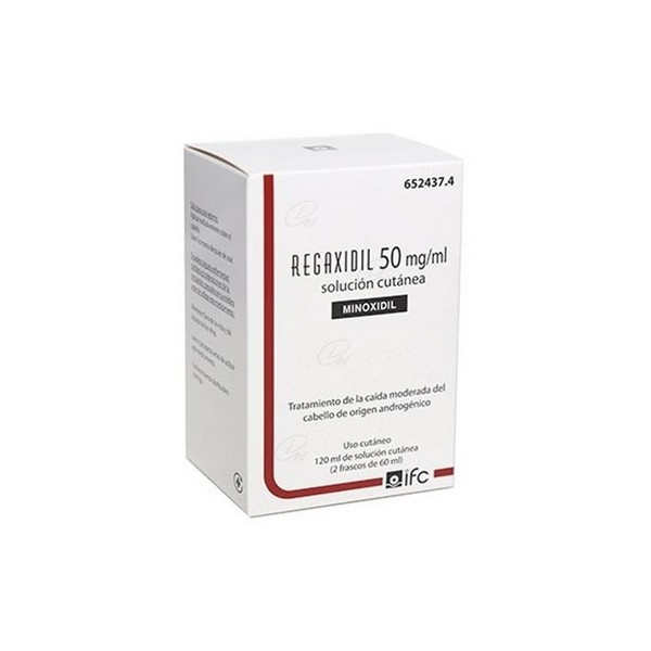 REGAXIDIL 50 mg/ml SOLUCION CUTANEA, 2 frascos de 60 ml