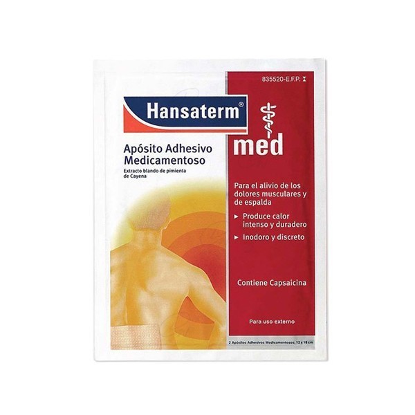 HANSATERM APOSITO ADHESIVO MEDICAMENTOSO, 2 apositos 12 x 18 cm