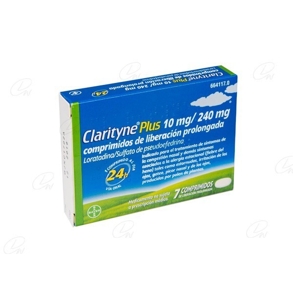 CLARITYNE PLUS 10mg/240mg COMPRIMIDOS DE LIBERACION PROLONGADA, 7 comprimidos