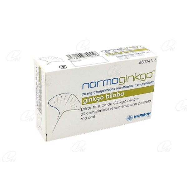 NORMOGINKGO 70 mg COMPRIMIDOS RECUBIERTOS CON PELICULA, 30 comprimidos